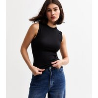 Women's Black Ribbed High Neck Tank Top New Look | New Look (UK)