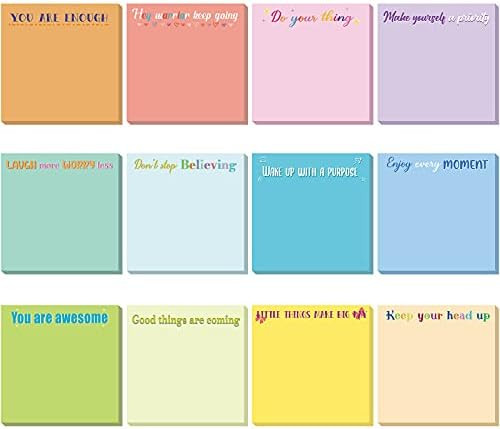 12 Pieces Inspirational Sticky Notes Mini Motivational Note Pads Cute Fun Sticky Note Pads Gifts for | Amazon (US)
