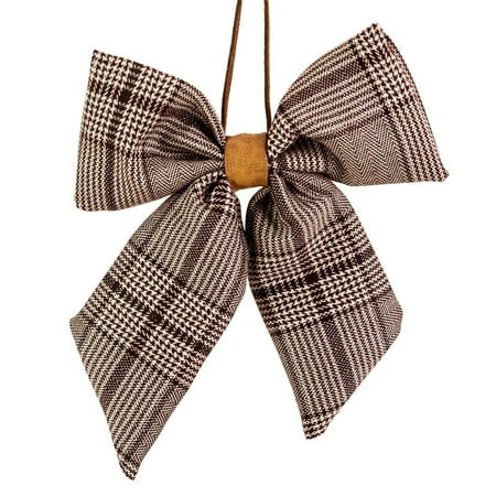 Northlight Houndstooth Plaid Bow Christmas Ornament - 7.5" - Brown and Cream | Walmart (US)