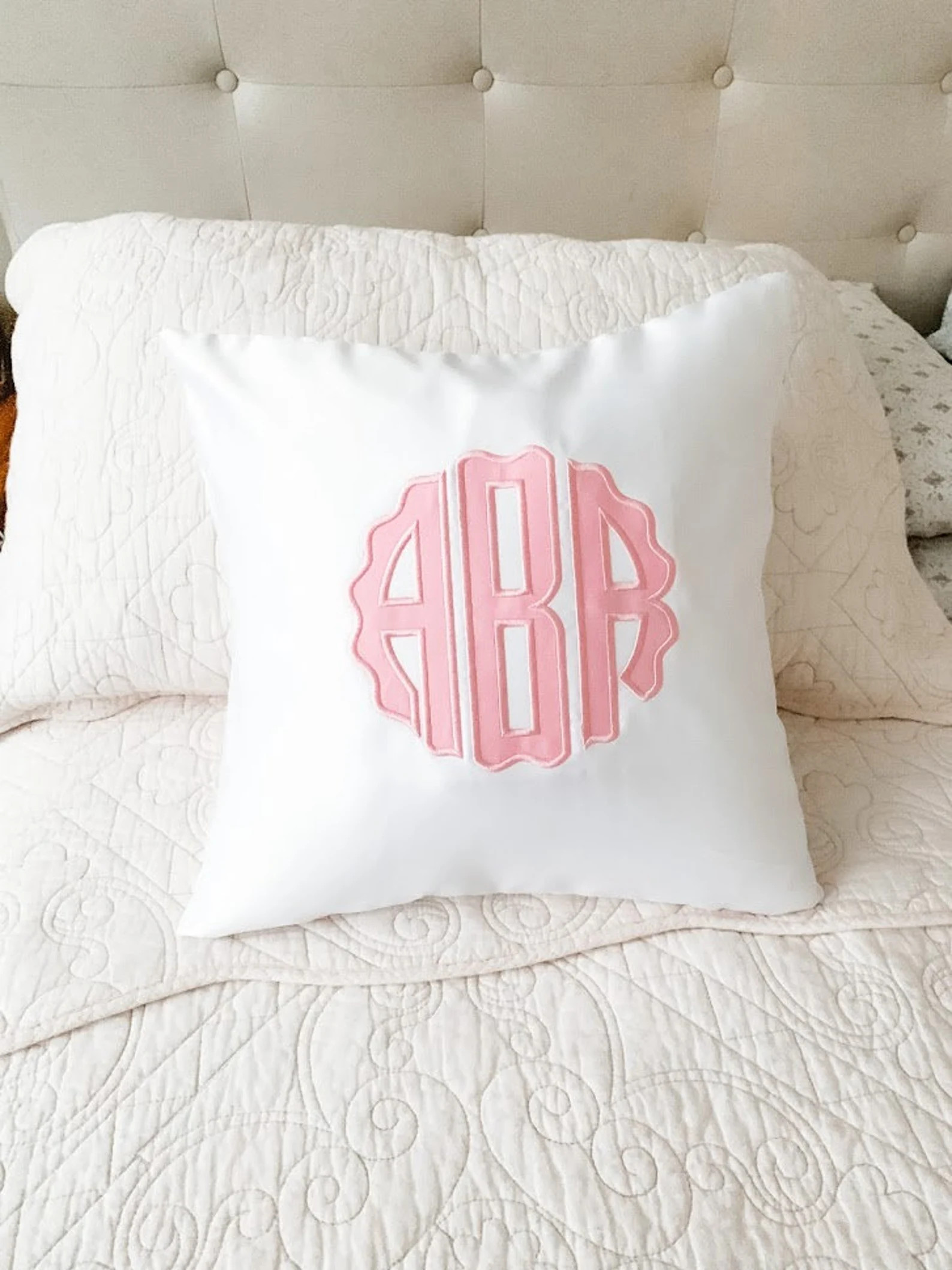 Scallop Monogrammed Nursery Pillow Custom Nursery Pillow | Etsy | Etsy (US)