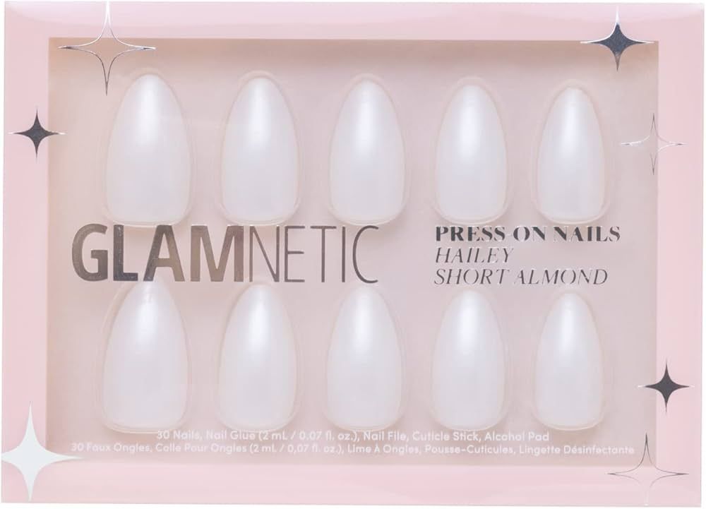 Glamnetic Press On Nails - Hailey | Glossy, Semi-Transparent, Short Almond Nails, Reusable | 15 S... | Amazon (US)