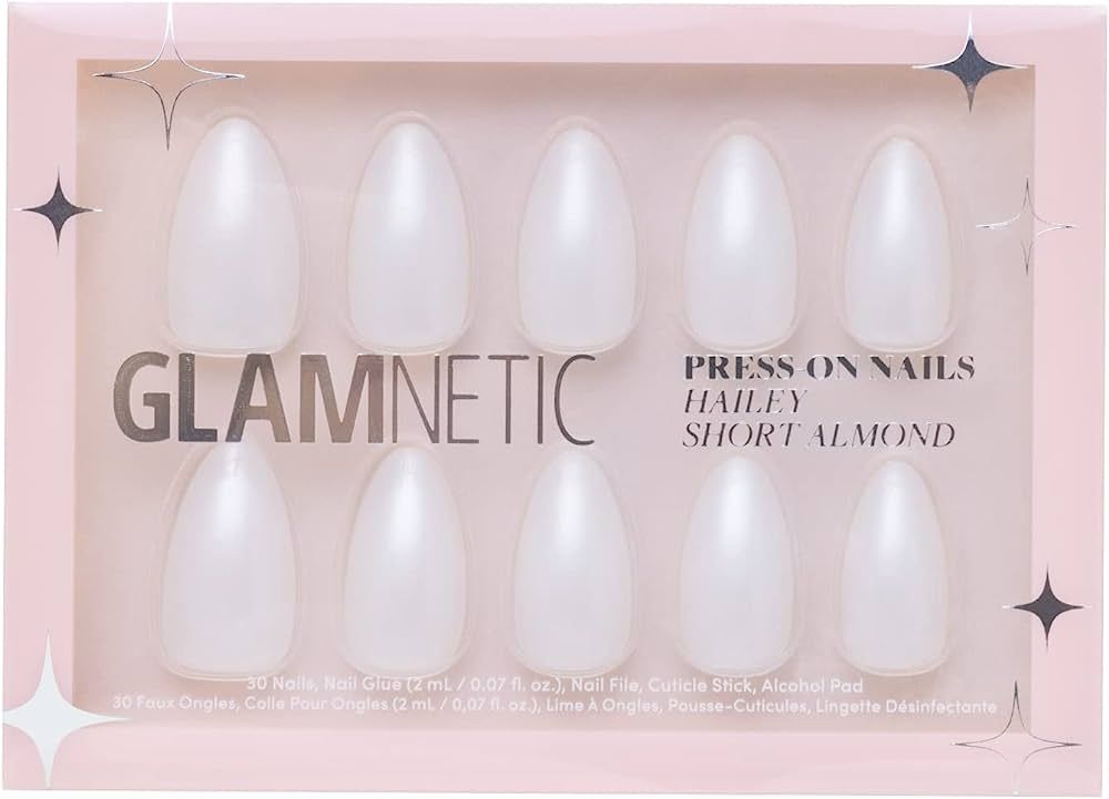 Glamnetic Press On Nails - Hailey | Glossy, Semi-Transparent, Short Almond Nails, Reusable | 15 S... | Amazon (US)