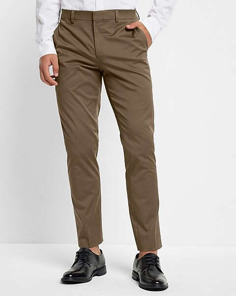 Extra Slim Brown Cotton Stretch Suit Pant | Express