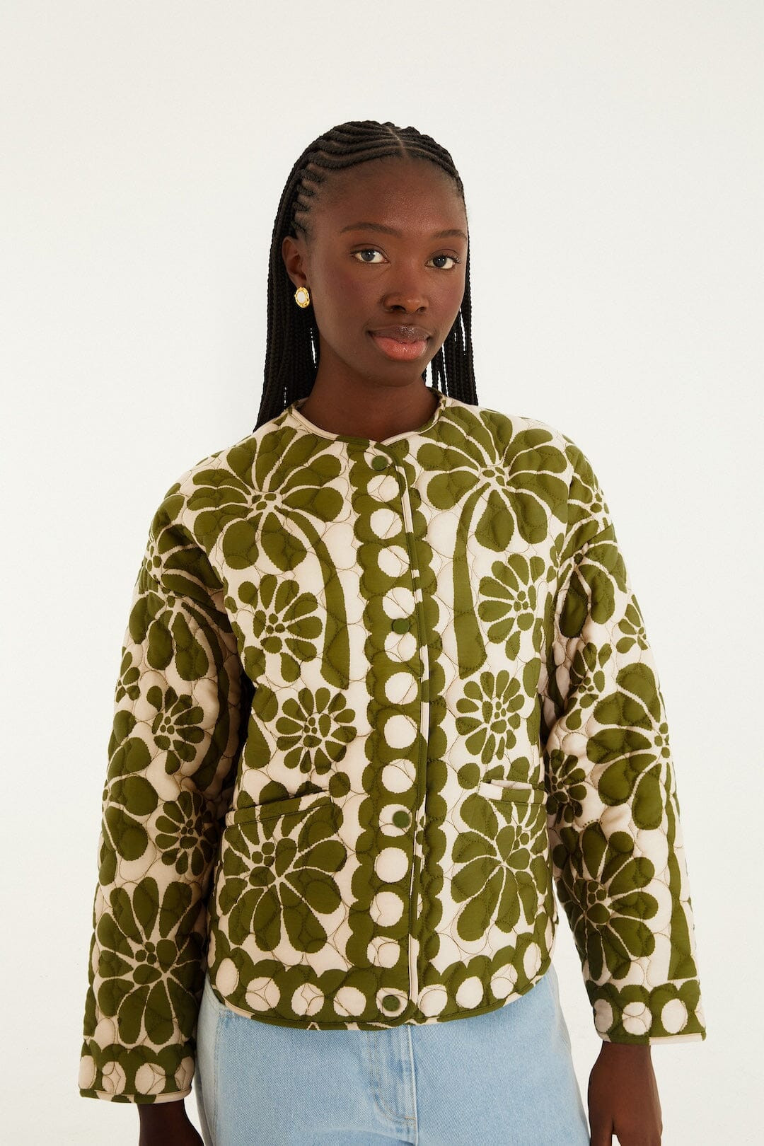 Green Palermo Pockets Quilted Jacket | FARM Rio | FarmRio (US)