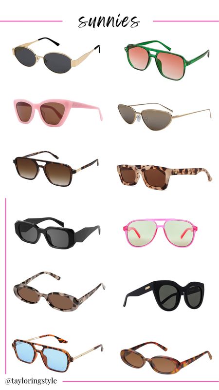I’ll take one of each pls & tks 💁🏼‍♀️But really, loving all these sunnies! Big fan of versatile pairs of course, BUT love a couple of fun pops of color too!🩷💚🩵 

#LTKfindsunder100 #LTKSeasonal #LTKstyletip