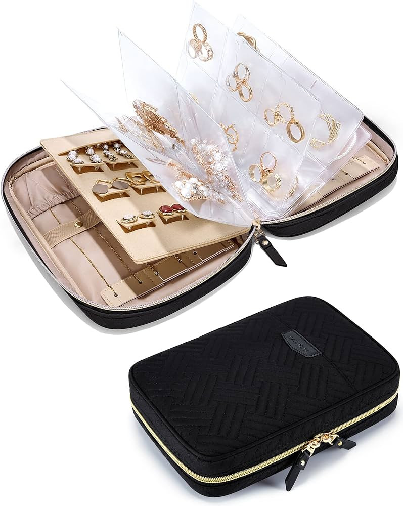 BAGSMART Jewelry Travel Organizer Case Transparent Jewelry Storage Book Ring Binder Jewelry Bags ... | Amazon (US)
