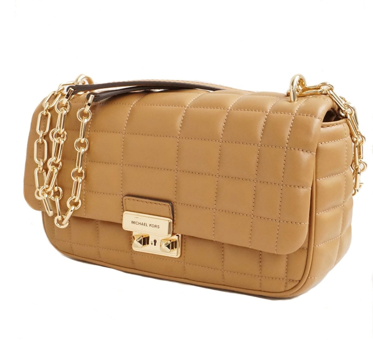 Michael Kors Bag Handbag Tribeca Large Chain Shoulder Leather P. Peanut New | eBay US