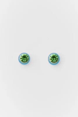 Blue Circle Stone Stud Earrings - Blue | Avara