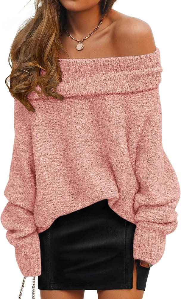 ZESICA Women's Off The Shoulder Spring Sweaters Oversized Long Sleeve Pullover Tops 2026 Fashion ... | Amazon (US)