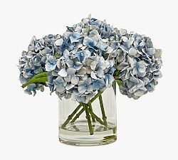 Faux Green Hydrangea In Glass Vase | Pottery Barn (US)