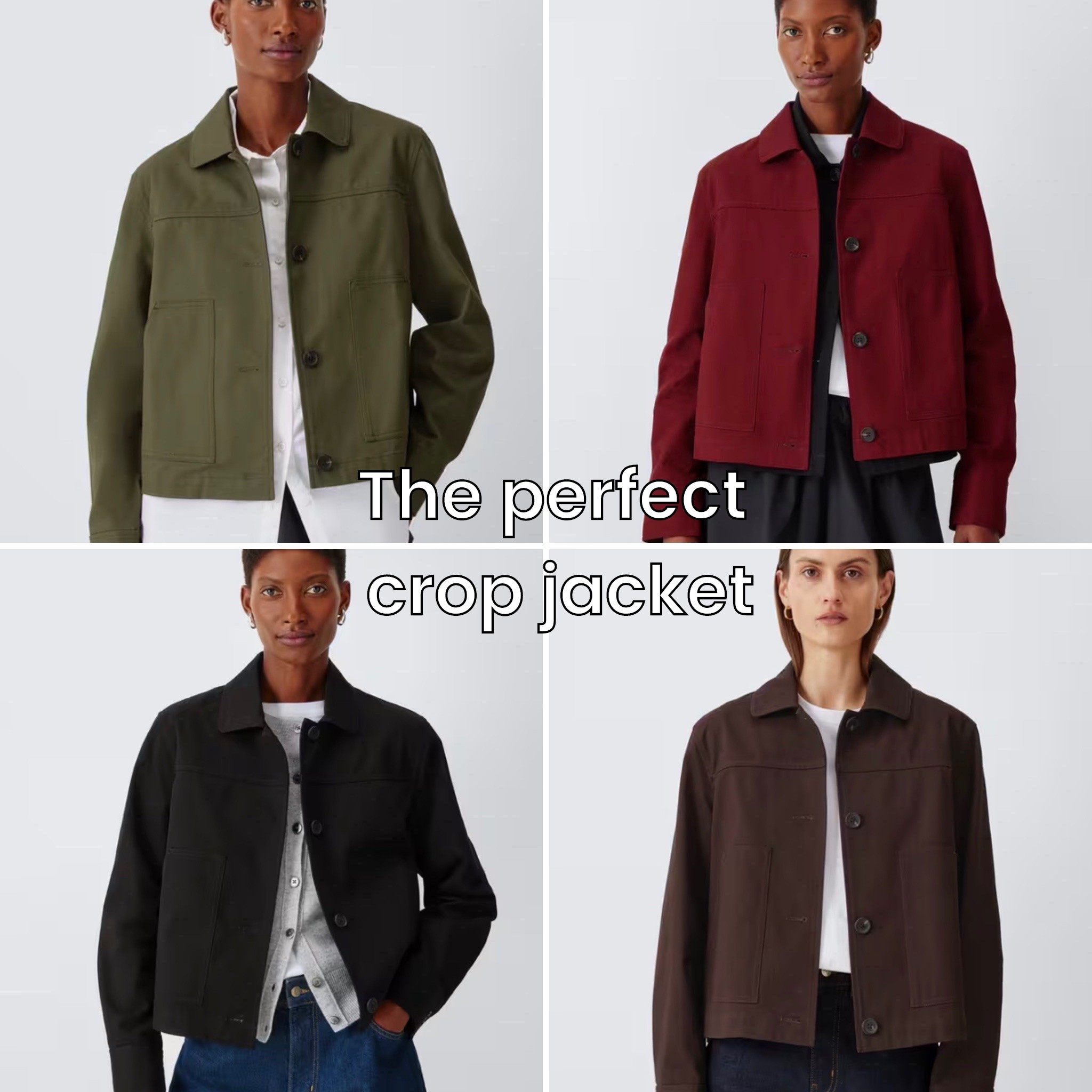 The perfect cropped jacket does exist. A great length for barrel and cropped styles cc-  just throw on and go - in four go-to shades.