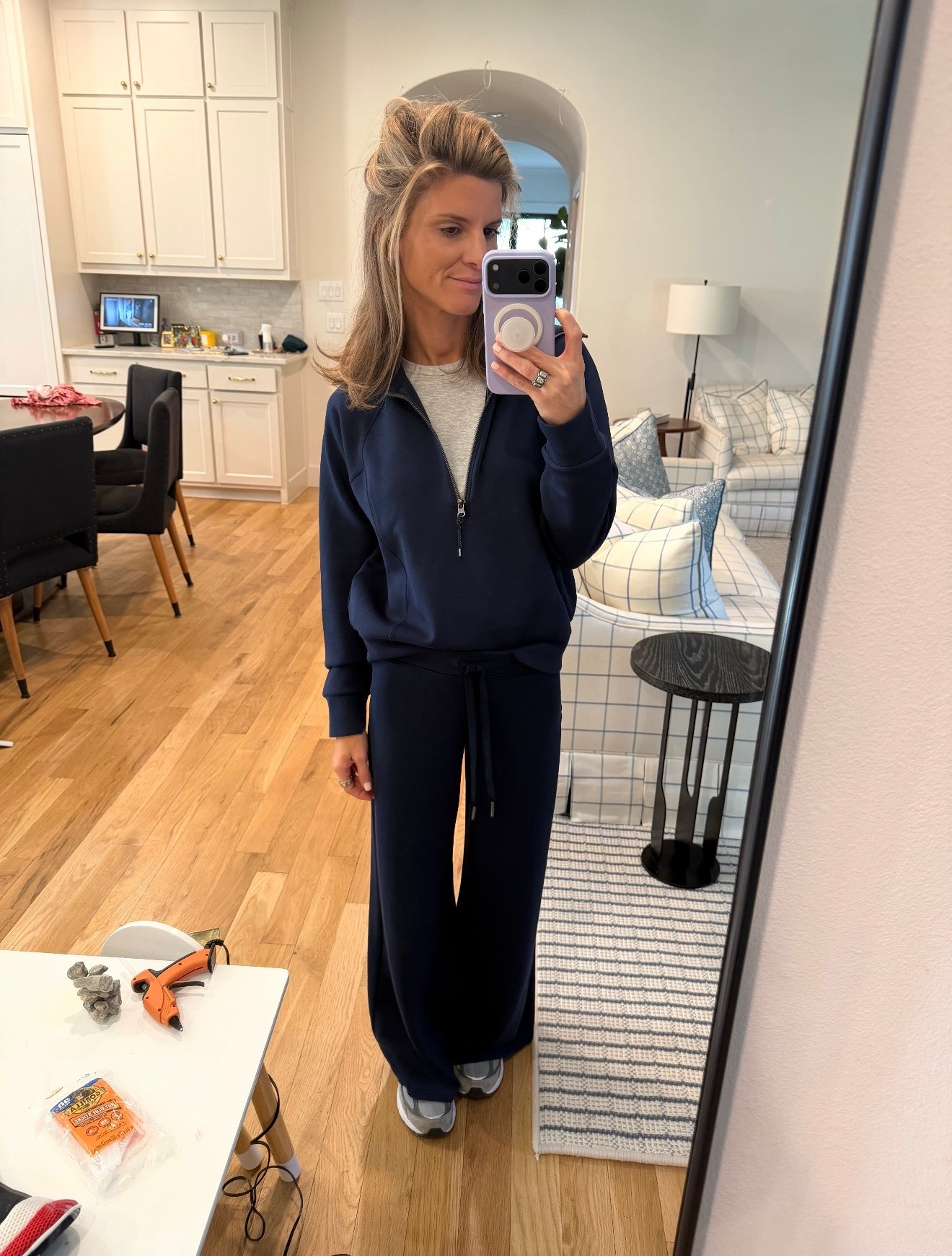 Spank air essentials navy set - wearing XS in both (petite in pants)