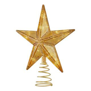 11 in. LED Gold Star Tree Topper | The Home Depot