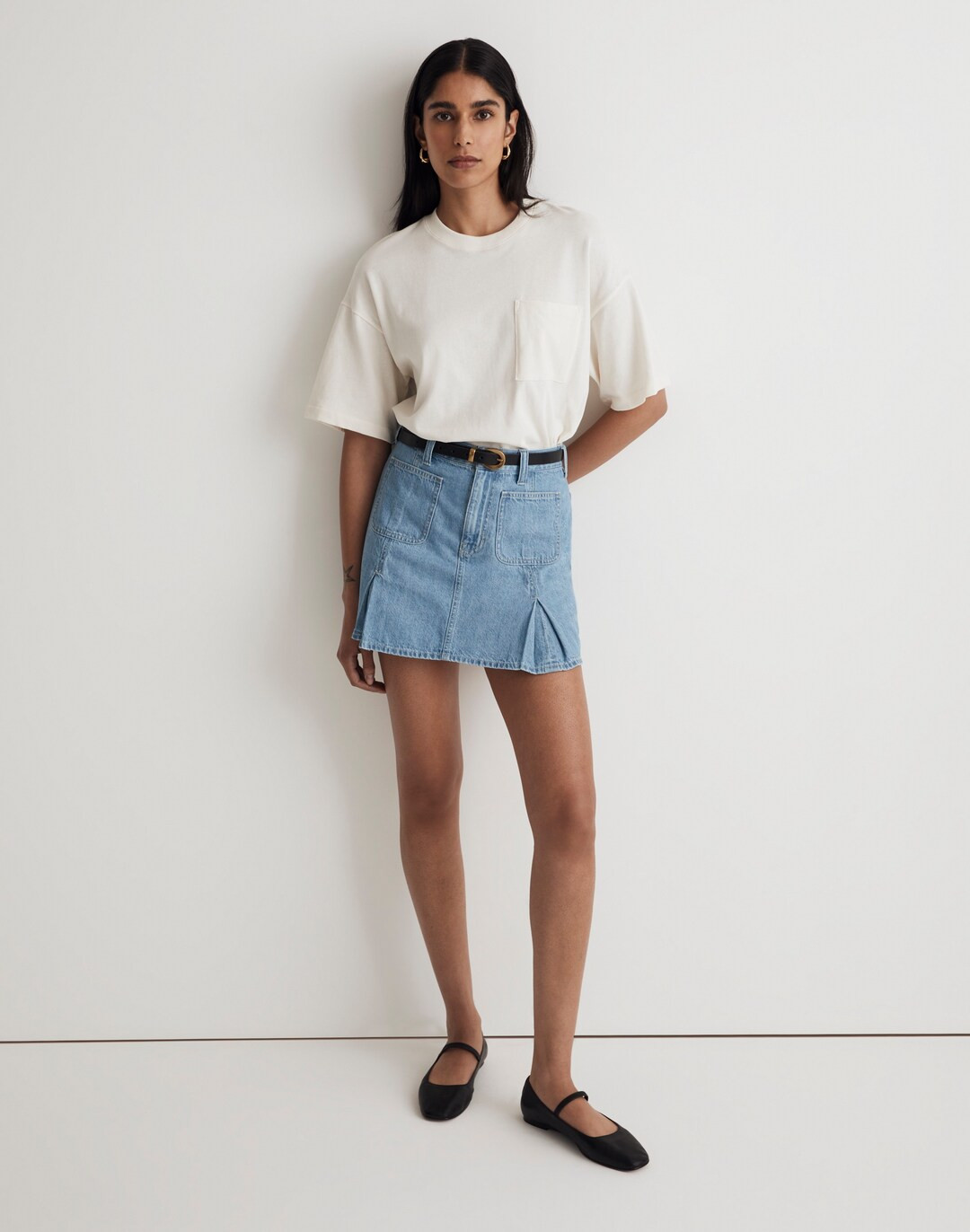 Pleated Denim Mini Skirt in Stilecrost Wash | Madewell