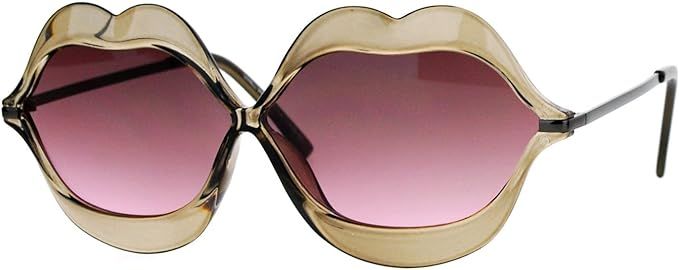 Cute Lip Shape Sunglasses Lips Kiss Womens Fashion Shades UV 400 | Amazon (US)