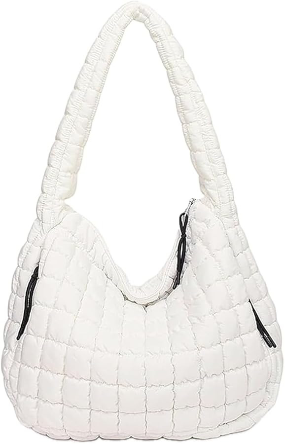 Quilted Puffer Hobo Bag, Large Nylon Crossbody Shoulder Tote, Lightweight Puffy Handbag with Zipp... | Amazon (US)
