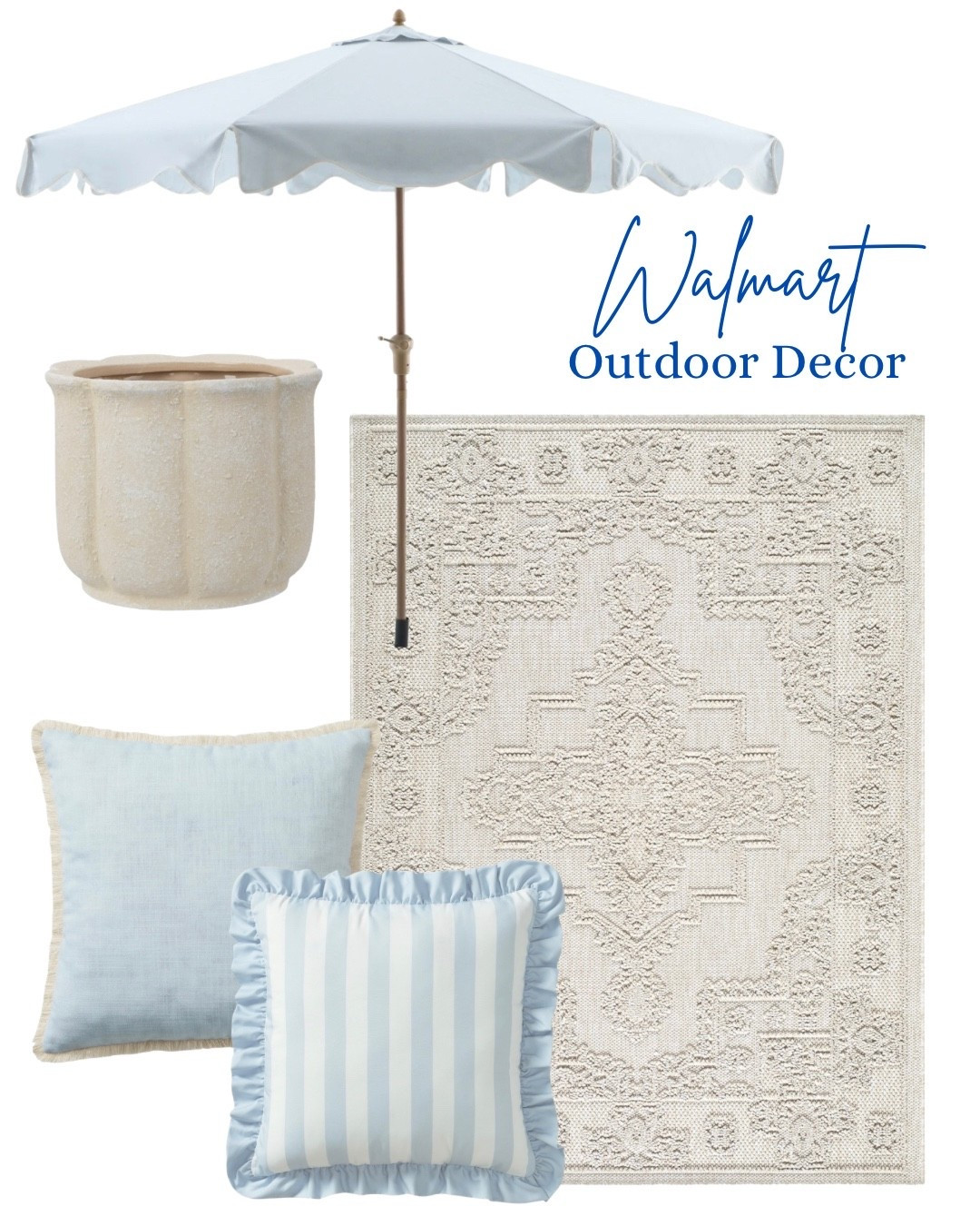 It’s Patio season! Pale blue and neutral outdoor decor finds from Walmart! Affordable finds that look high end!



#LTKHome #LTKSeasonal