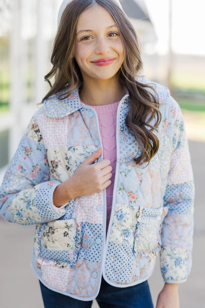 Girls: The Olivia Blue Quilted Jacket | The Mint Julep Boutique