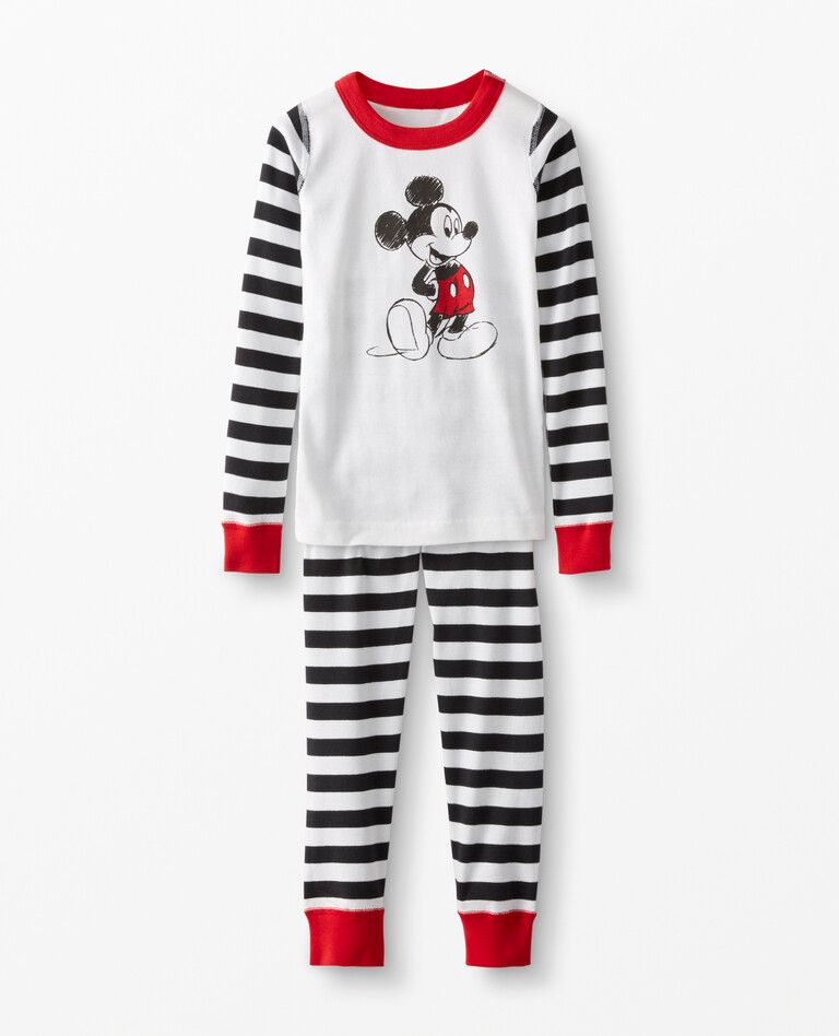 Disney Mickey Mouse Striped Long John Pajama Set | Hanna Andersson