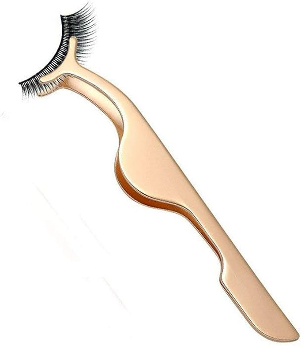 False Eyelashes Applicator Tool Eyelash Extension Tweezers Remover Clip Tweezers Nipper (Golden) | Amazon (US)