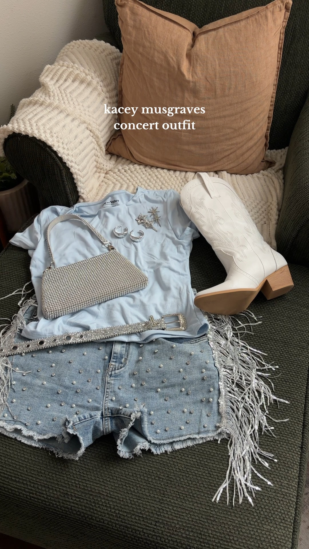 gonna put a little sparkle on for kacey musgraves tonight ✨🪩💎 Kacey Musgraves concert outfit, Kacey Musgraves concert, Kacey Musgraves outfit, concert outfit, concert outfit ideas, country concert outfit, country concert outfits, concert fashion, concert outfit inspiration, rhinestone outfit, rhinestone shorts, embellished denim shorts, denim shorts outfit, light blue outfit, baby blue outfit, western boots, white cowboy boots, white western boots, cowboy boots outfit, white boots outfit, rhinestone accessories, rhinestone belt, crystal belt, rhinestone purse, silver handbag, sparkly handbag, statement accessories, silver jewelry, western inspired outfit, western chic outfit, country music outfit, country music concert, Nashville style, festival outfit, cute concert outfits, summer concert outfit, fall concert outfit, going out outfit, girls night outfit, Kacey Musgraves style, rhinestoned outfit, sparkle outfit, country glam, cowgirl outfit, concert fashion inspiration, outfit inspiration

#LTKgrwm #LTKootd #LTKdayinmylife