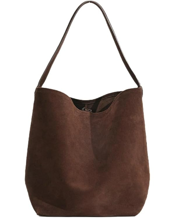 Genuine Leather Bucket Shoulder Bags for Women Ladies Large Tote Purse Handbags Soft Suede Workin... | Amazon (US)