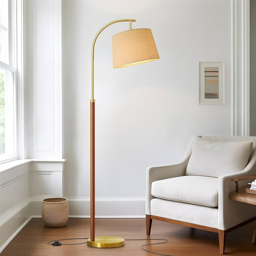 G-SAFAVA Real Wood Floor Lamps for Living Room Bedroom, 62.5" Mid Century Modern Lamp Gold Standi... | Amazon (US)