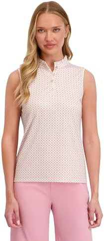 Stella Parker Women's Ruffle Mock Neck Pullover – UPF 50+, Stretch Fabric, Front Button Placket | Amazon (US)