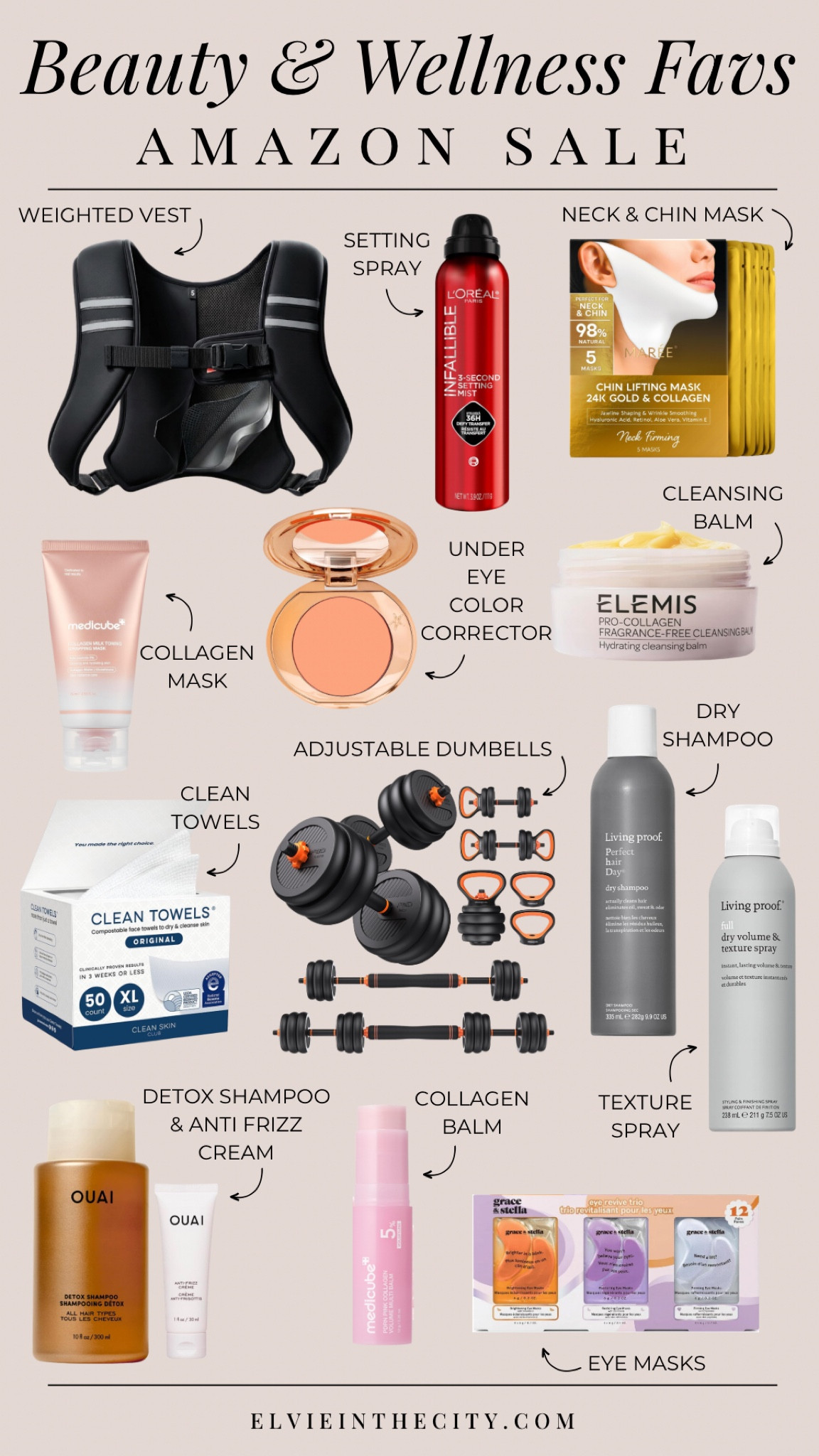 My beauty and wellness favs from the Amazon sale include a weighted vest, setting spray, a neck and chin mask, collagen mask, under eye color corrector, cleansing balm, clean towels, adjustable dumbbells, dry shampoo, texture spray, a detox shampoo and anti frizz cream set, collagen balm and eye masks.

Prime deal days, beauty favorites, beauty sale, primeday, over 40, over50, skincare

#LTKBeauty #LTKSaleAlert #LTKdayinmylife