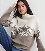 Petite Snowflake Modern Mock Neck Sweater | LOFT
