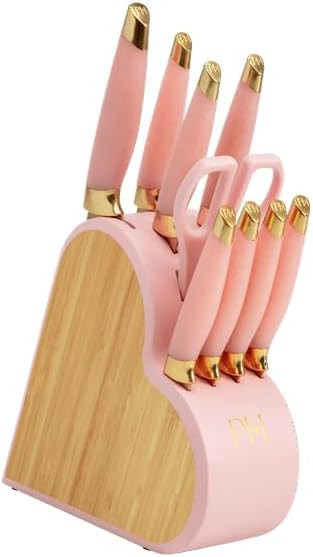 10-Piece Heart-Shaped Stainless Steel Knife Block Set, Pink, Hand Wash Only | Amazon (US)