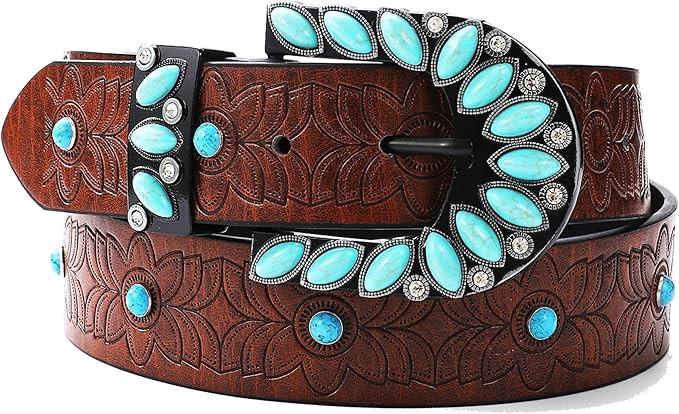 Western-Belt Woman Turquoise-Cowgirl-Belts for Jeans-Pants | Amazon (US)