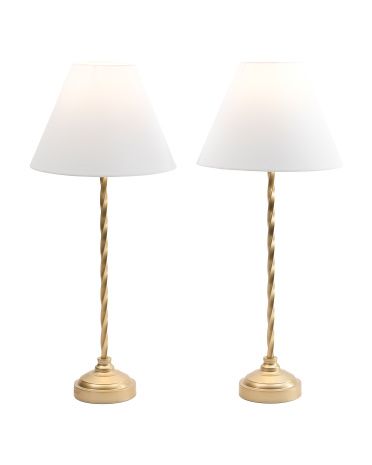 2pk 28in Twisted Metal Buffet Lamps With Cone Shade | Lighting | Marshalls | Marshalls