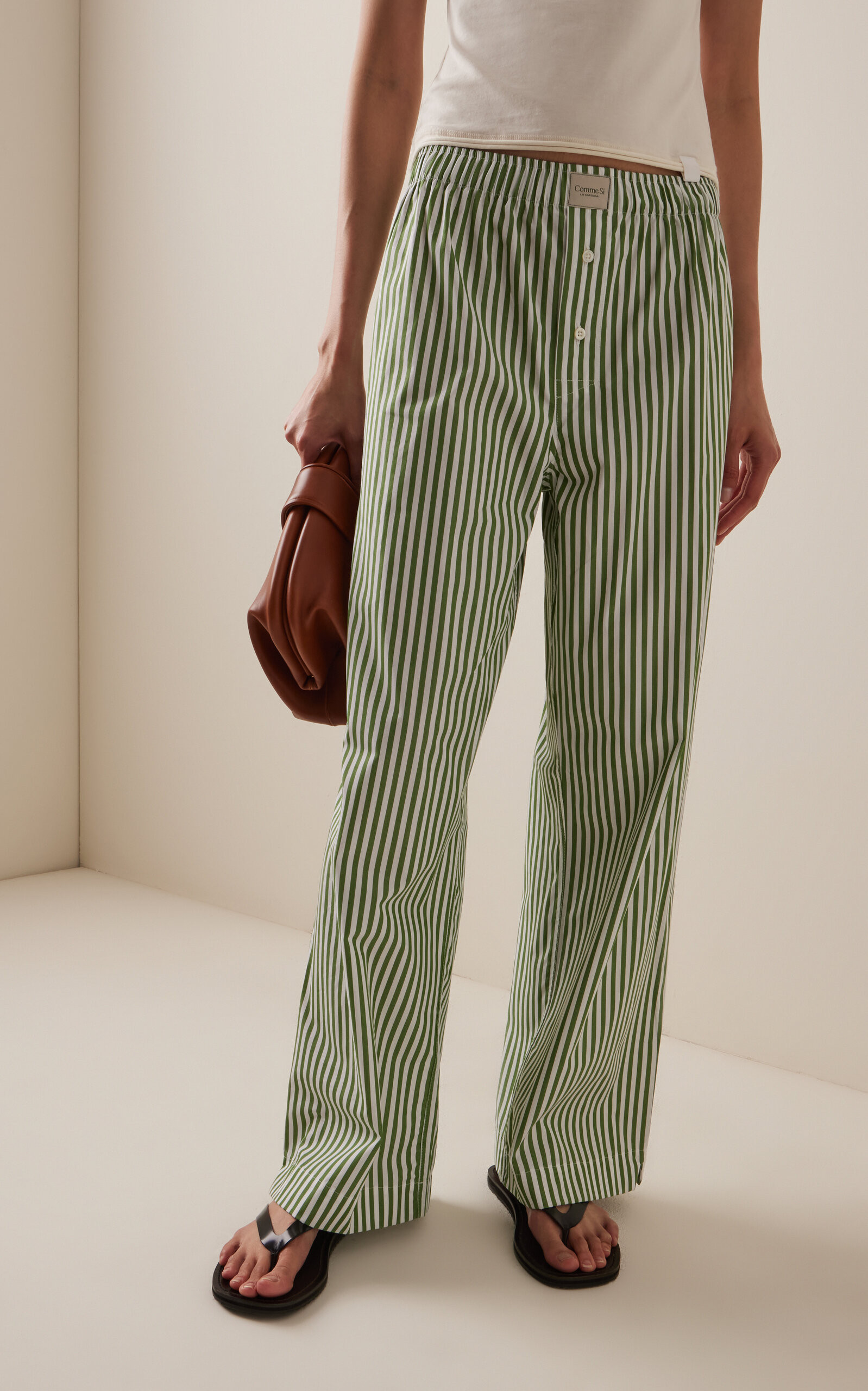 La Boxer Alta Striped Cotton-Poplin Pants | Moda Operandi (Global)