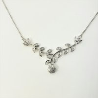 Vintage 14 Karat White Gold & Diamond Floral Necklace #9050 | Etsy (US)