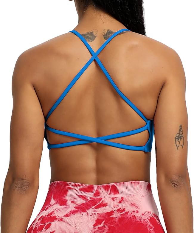 Aoxjox Women's Workout Sports Bras Fitness Backless Padded Ivy Low Impact Bra Yoga Crop Tank Top | Amazon (US)