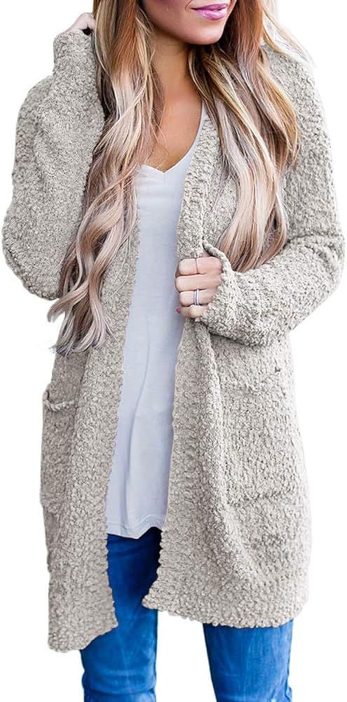MEROKEETY Women's Long Sleeve Soft Chunky Knit Sweater Open Front Cardigan Outwear Coat at Amazon... | Amazon (US)
