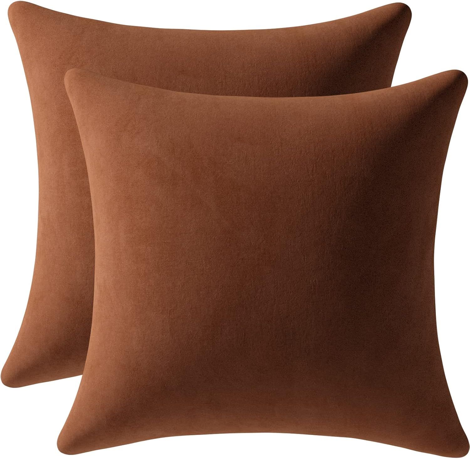 2 Pieces of Decor Pillows Pillow Covers Brown Velvet Throw Pillow Covers Boho Pillows Pillows for... | Amazon (US)