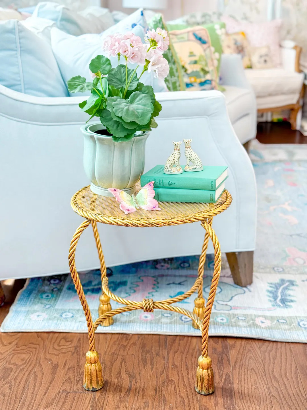 Vintage 18\u201d Hollywood Regency Italian Tassel and Rope Gold Gilt Side Table | Chinoiserie Chi... | Etsy (Global)