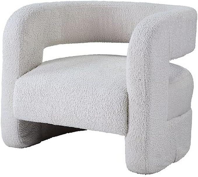 Benjara Accent Chair with Fabric Upholstery and Curved Backrest, White | Amazon (US)