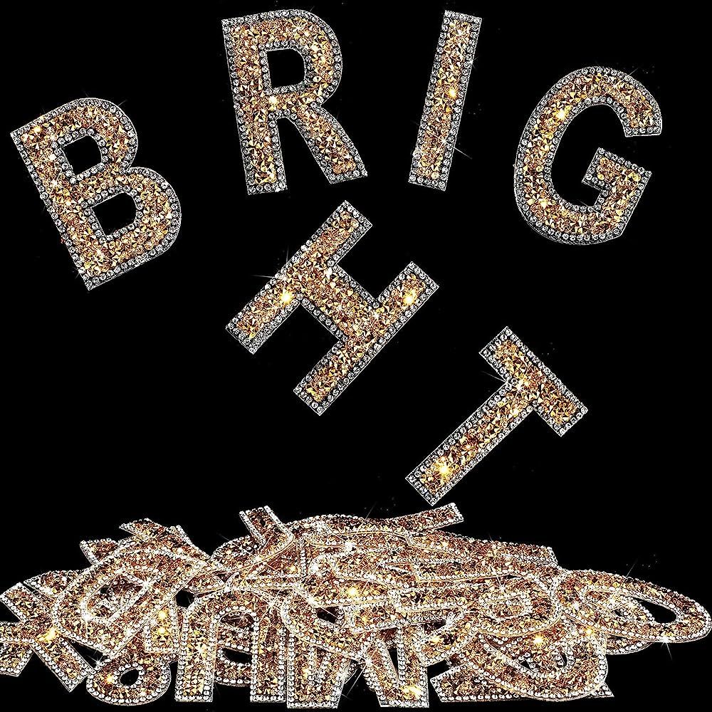 37 Pieces Rhinestone Letter Stickers Large Glitter Alphabet Stickers Number Crystal Self Adhesive... | Amazon (US)