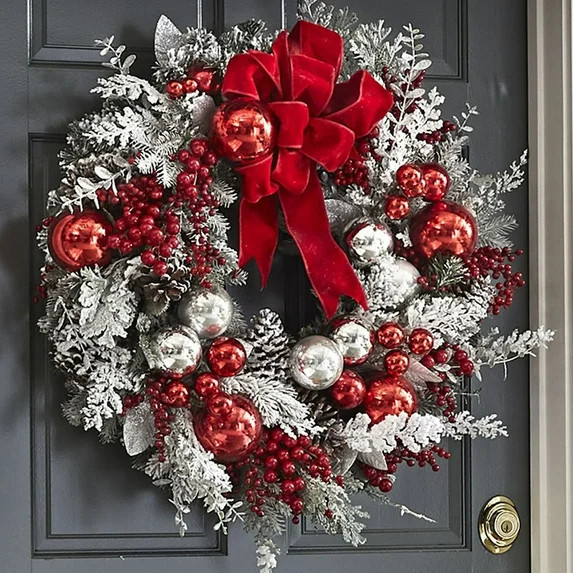 18 Inch Artificial Christmas Wreath With Silver , Pine Cones, Berries For Door Wall, Xmas Wreath ... | Walmart (US)
