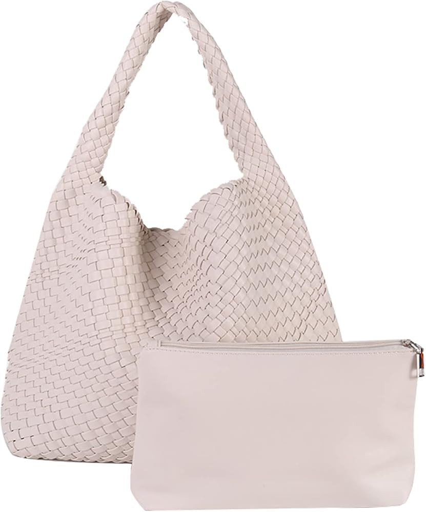Women Vegan Leather Hand-Woven Tote Handbag Fashion Shoulder Top-handle Bag All-Match Underarm Ba... | Amazon (US)