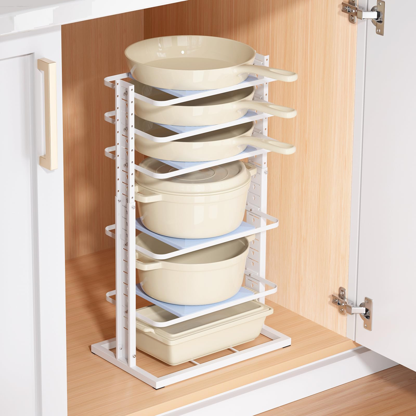 LAMU Pots and Pans Organizer for under Cabinet, 6-Tier Heavy Duty Pan Pot Organizers inside Cabin... | Amazon (US)