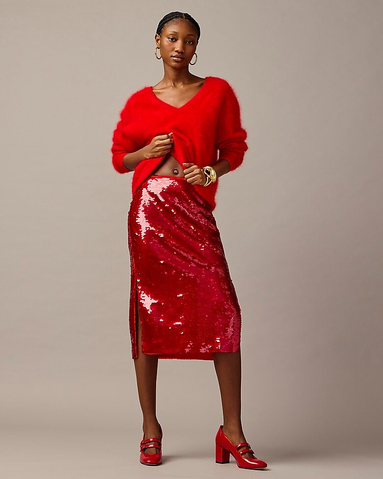 Collection sequin side-slit midi skirt | J. Crew US