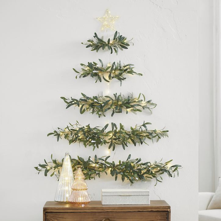 Pre-lit Wall Hanging Olive Leaf Tree | Grandin Road | Grandin Road