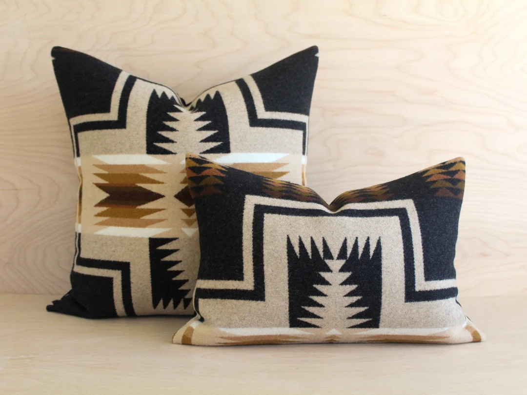 Oxford Harding Wool Pillow Cover Black and Camel Southwestern - Etsy | Etsy (US)