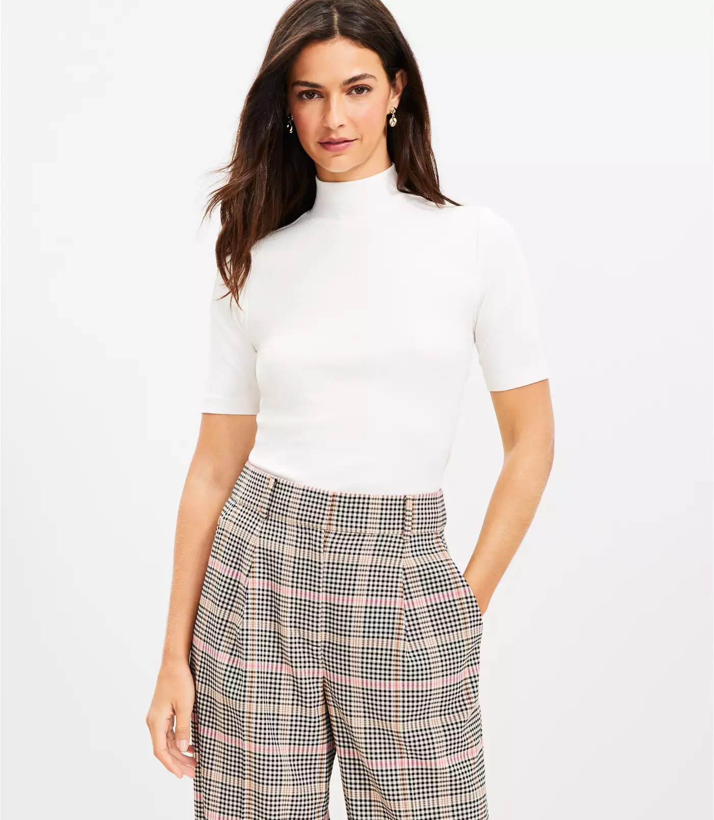 Ribbed Mock Neck Top | LOFT