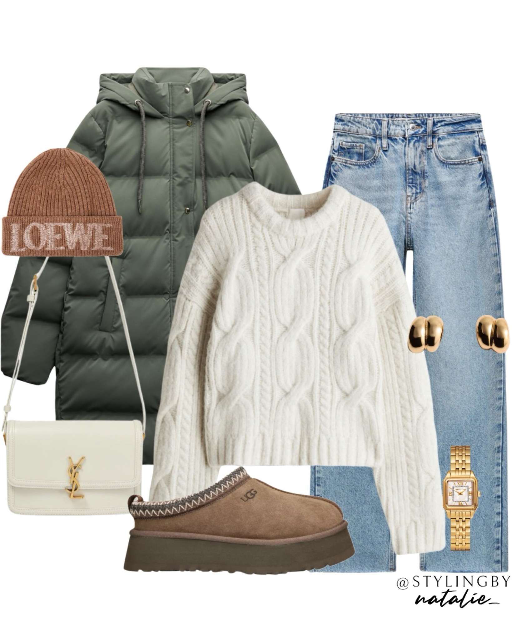 Winter outfit 🌨️🍂
Green puffer coat, white cable knit jumper, straight leg jeans, Ugg tazz platform, Saint Laurent Solferino bag, Loewe beanie hat & gold jewellery.
(Puffer coat and jeans are Zara)
Winter coat, green coat, knitwear, autumn outfit.

#LTKeurope #LTKwinter #LTKstyletip