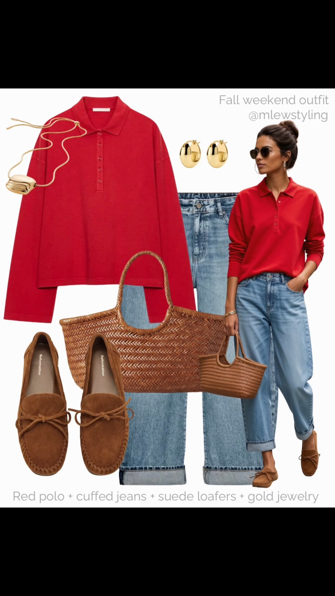 Early fall weekends 🍁

Tags; suede loafers, red polo, cuffed wide leg jeans, dragon diffusion tote bag, gold pendant necklace, electric picks gold hoop earrings, late summer outfit, transitional fall outfits, capsule wardrobe, casual workwear, autumn office outfit

#LTKfall #LTKjeans #LTKworkwear